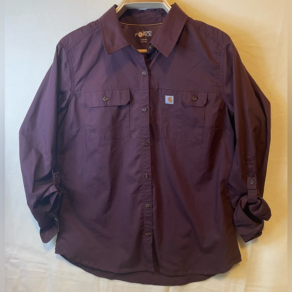 Carhartt Force Ridgefield Shirt Dark Purple Shirt Size L (12-14)